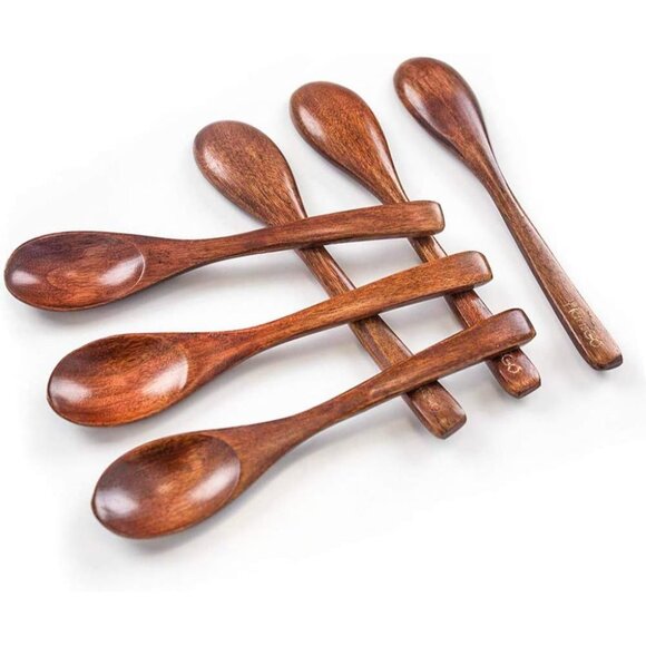 12PCS 5 inches Mini Wooden Salt Spoons Tasting Spoon Wooden Soup Spoon - Picture 9 of 15